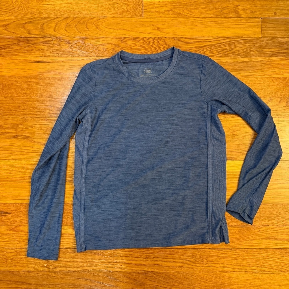 Athleta Girl Unstoppable Strength Top Blue - Girls Size M/8-10 Long Sleeve Shirt